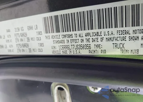 2018 Ram 1500 Lone Star 4X2 5'7 Box z USA, uszkodzony, nr VIN 1C6RR6LT7JS350356